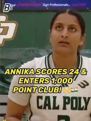 Huge congrats to @annika shah on joining the 1,000-point club! She’s been balling out this season, recording 24 points today and is now averaging 14.9 PPG. 🇮🇳🙌🏽 #basketball #collegehoops #womensbasketball #wbb #1000points #calpoly #indian 