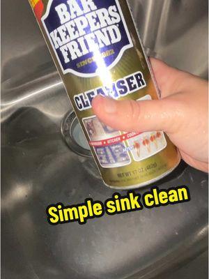 Simple sink scrub/clean #bkf #scouring #asmr #scrubbing #cleansink #sinkclean #fyp #scrubbingasmr #barkeepersfriend 