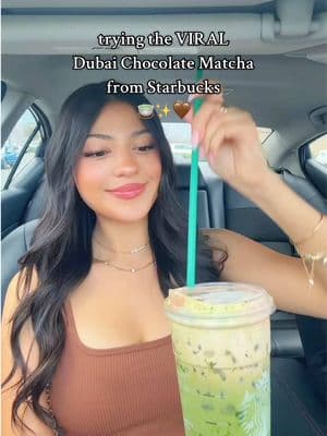 trying the VIRAL Dubai Chocolate Matcha from @Starbucks 🍵✨ def super sweet but good ! lmk what you thought 🤍   #dubaichocolate #chocolate #starbucks #starbucksdrink #chocolatematchalatte #dubaimatcha #viraldrink #viral #viralstarbucksdrinks #secretmenu 