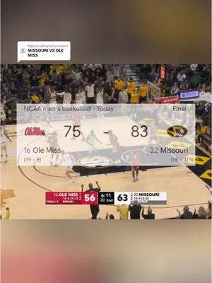 Replying to @collin.lyon3 Missouri moves to 16-4 as they take down Ole Miss👀 (via:@ESPN) #missouribasketball #missouritigers #collegebasketball #secbasketball #mizzoubasketball 