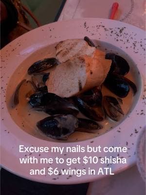 Sea salt was def a vibe yall we was in there so long the girl kept asking was we ready for the bill 😭 Happy hour  $10 hookah  $6 wings  $6 mussels  #fyp #foryou #viral #relatable #atl #atlfood #placestoeatinatl #atlanta #food 