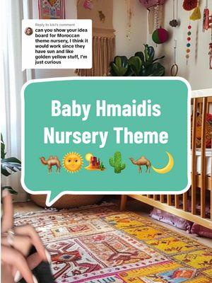 Replying to @kiki Can you tell I’m excited?! 🐪🌞🌵🌙🐫 #babynursery #babytok #nurserytheme #moroccandecor #moroccannursery #earthy #popsofcolor #greenscreen 