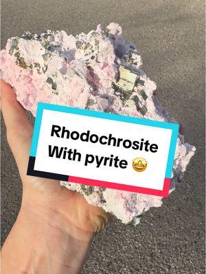 Available 💎 super rare rhodochrosite with pyrite from Peru #realcrystals #crystalshop #homedecor #crystalsdotcom #crystaltok #decor #rhodochrosite #pyrite #pinkcrystals 