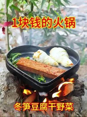 I bought a pack of dried tofu for 1 yuan, and then went to the wilderness to pick up a winter bamboo shoot to cook a small hotpot. It was so delicious. At the supermarket, I spent 1 yuan to buy a pack of dried tofu, picked up a winter bamboo shoot in the wilderness, dug up some Malantou, and then went to a small campsite by the river to cook a small hotpot. It was spicy, delicious, and delicious#Outdoorcuisine #picnicking #driedtofu #winterbambooshoots 