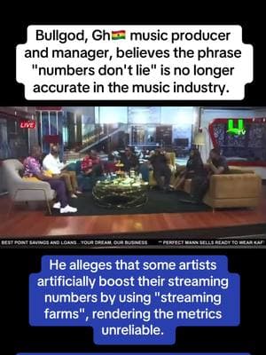 Bullgod, Gh🇬🇭 music producer and manager, believes the phrase "numbers don't lie" is no longer accurate in the music industry.  He alleges that some artists artificially boost their streaming numbers by using "streaming farms", rendering the metrics unreliable. #ghanaentertainment #ghanamusic #ghanashowbiz 