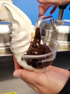 Vanilla ice cream with hot fudge #vanilla #yum #joesdairybar #joesdairybarandgrill #icecream #softserve #hotfudge 