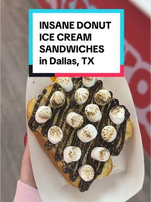 INSANE over the top donut sandwiches in Dallas!! 🍩🍦🙌✨ Donuts cut open and stuffed with cold, delicious ice cream then pressed into a warm sandwich. (I have no idea how the ice cream still stays perfectly cold but I’m not asking questions..) PLUS ALL THE TOPPINGS🤯 Breakfast sandwiches, refreshers, donuts, shakes + more @Yonutz 📍#Yonutz #dallastx #donuts #dallasdonuts #icecreamdallas #dessert #CapCut 