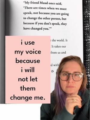 I speak up not to change them, but so that they don’t change me. It’s time to use our voices. We hold tremendous collective power. Do not cower these next four years. Hold true. Stand up. Speak your truth. Otherwise. Your silence will change you these next four years.  . . . . . #courage #resilence #kamala #reprorights #feminist #female #empowerment #resist #empowered #kamala #hatewillnotwin #fyp 