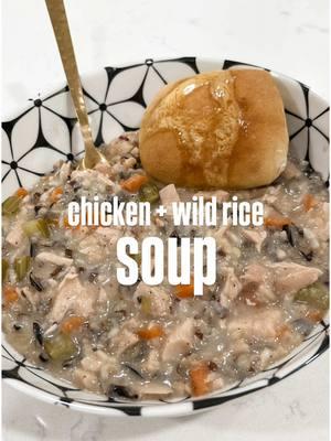 Chicken + Wild Rice Soup! Delish and hearty soup for those cold nights!  What you’ll need: • 2-3 chicken breast • Carrots (I used the sliced carrots and about 2-3 handfuls) • Celery - about 3-4 pieces, chopped • Half an onion, chopped • One container of chicken broth, approx 32 oz. •  1 1/2 c. Wild Rice (not the instant) • 2 tbsp minced garlic • 1/4 c. flour • 1/2 c. half + half • 1/2 c. whole milk • salt, pepper + Italian seasoning to taste 1. Dice onion, carrots, and celery. 2. Place chicken at the bottom of the slow cooker. 3. Top the chicken with minced garlic, Italian seasoning, and salt and pepper and add the onion, carrot and celery on top. 4. Add the chicken broth and uncooked rice and cover. 5. Cook on high for 4-6 hours and low for 6-8 hours, or until rice is cooked and soft. 6. Once chicken is cooked, remove and shred and then add back into the soup. 7. Whisk together the flour, milk and cream until the flour is completely dissolved. 8. Slowly pour the mixture into the soup and stir to combine until soup is creamy. If soup seems to thick, add more broth until you reach desired consistency. Serve with rolls or bread of choice! ENJOY! 😋  * I have found you may need to cook longer to soften the vegetables and rice.* #crockpot #crockpotmeals #souprecipe #winterrecipes #heartyfood #heartymeal #soupforthesoul #chickendinner #chickenrecipes #tiktokrecipe #tiktokfood #foodies #crockpotrecipes #slowcooker #slowcookerrecipe 