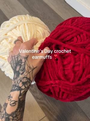 Crochet heart ear muffs for Valentine’s Day 🫶🏻🫶🏻🫶🏻🫶🏻 #crochet #ValentinesDay #valentinesdaycrochet #crafts