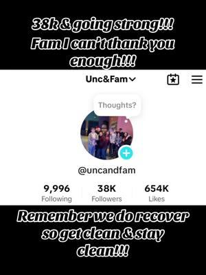 Thank you fam!!! 38k, let’s keep it going!!! #unc #fam #@His Ms. Tennessee❤️❤️ #muchlove #wedorevover #getclean #stayclean 