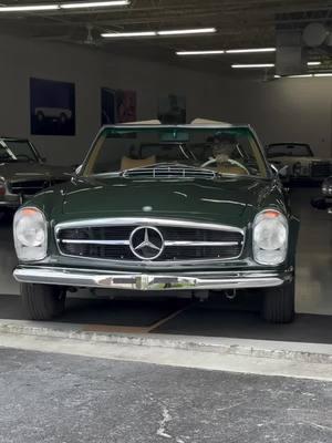 Stunning Dark Olive green over Bamboo leather interior for a Sunday Ride. Available today for $160K USD @uniquecarsofpalmbeach #uniquecarsofpalmbeach  #classicmercedesbenz #mercedesbenz #280sl #classiccars #classiccars