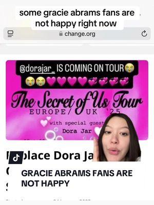 Gracie Abrams fans are not too happy 🥴 #gracieabrams #thesecretofus #tour #dorajar 