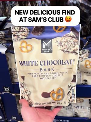 🤤 NEW Cookies n’ Creme Chocolate Bark at Sam’s Club! This tastes amazing!!! It’s made with white chocolate bark, pretzel & cookies pieces, a dark chocolate drizzle, and sea salt! 🙌🏻 $9.98 for a bag #samsclub #samsclubfinds #cookiesncream #chocolatebark 