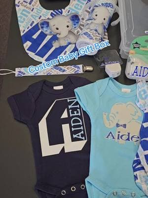 Custom Baby Gift Box. Order 1 for your new baby or toddler today! www.gracefulcreationsms.com #gracefulcreationsms #customtees #customtumblers #customgifts #custombabyset #custombabygift #custombabygiftbox #custombabygiftset #babygiftset #babygiftbox #babyshowergift #babyshower #personalized #personalizedbabygift #monogram #monogrameverything