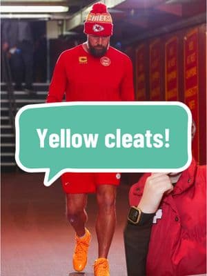 Travis Kelce took Jason Kelce advice and wore yellow cleats like he said on new heights podcast!! #newheightspodcast #traviskelce #chiefs #jasonkelce @Travis Kelce 