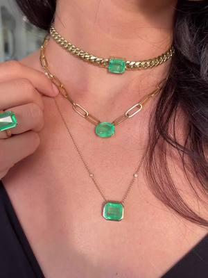 Mouthwatering Colombian emeralds set in solid gold!  Ring: 10.58ct Colombian emerald 18K solitaire  $25,900 USD Choker Cuban link necklace: 10 carat 14K solid gold chain $27,900 USD Oval paper clip necklace: 12.41 carats 14k $17,900 USD 9.15tcw emerald bezel set with diamond accents on chain 14K $12,870 USD #layeringjewelry #emerald #emeralds #emeraldcut #jewelryinspiration #muzoemerald #bespokejewellery #necklaceaddict #necklace #muzoemeralds #necklaces #necklaceoftheday #cubanlink #highjewelry #colombianemerald #ColombianEmeralds #GemstoneNecklace, #StatementNecklace #BigNecklace #ClusterNecklace #DiamondNecklace #HeirloomNecklace #SapphireNecklace #RubyNecklace #highendNecklace #EmeraldNecklaces #EmeraldPendant #DiamondPendant #WeddingNecklace #BirthdayNecklace #AnniversaryNecklace #EngagementNecklace #pearemerald #emeraldpear #pearnecklace 