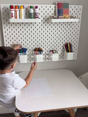 Got this new pegboard at IKEA yesterday! It makes the perfect art station! I’m obsessed! 🎨🌈 #ikeahack #ikeafinds #arttable #artstation #toddlercrafts #toddlermom #playroom #preschoolathome #toddlerfinds 