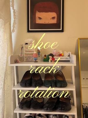 matching the aesthetic #shoerotation #shoerack #tabis #decor #homedecor #sandyliang #salomon #miffy #nara #yoshitomonara #nyota #blindboxes #aesthetic 