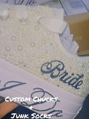 #Junksocks #customchucks #chucktaylor #converse #customconverse #wedding #bachelorette #girlstrip #weddingvibes #weddingtiktok #fyp #custom #bride #sheready 