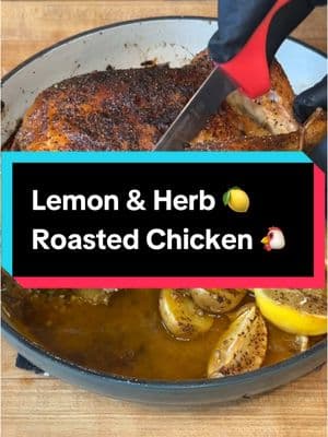 Lemon & Herb Roasted Chicken 🍋 🌿 🐔  You can find the full recipe on my website!  Lemon pepper seasoning - @goldensteer  #roastedchicken #lemon #pepper #chicken #DinnerIdeas #dinner #makeitvegas #chickenrecipe 