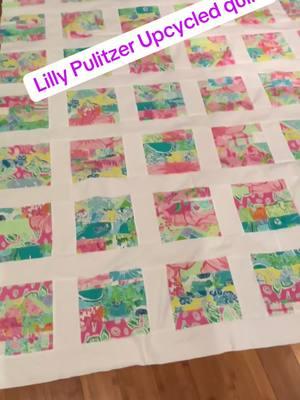 Lilly Pulitzer upcycled quilt project #sewingtiktok #vintage #quilt #sewing #quilting #quiltingtiktok #quiltersoftiktok #lillypulitzer #lilly 