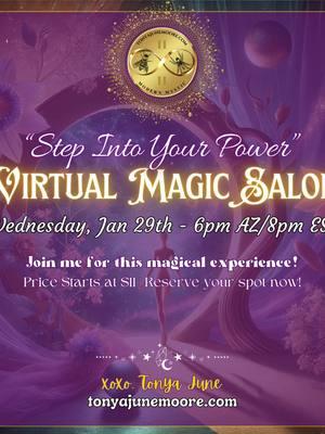 Are you ready to unlock the energy of transformation, growth, and alignment? January's powerful '11' energy is your gateway to stepping into your highest self. Join me for an evening of magic and empowerment on January 29th at 6 PM AZ / 8 PM EST! 🌌 What’s in store: ✨ Timeline jumping, quantum leaps & manifestation tools ✨ Practical steps to create your best 2025 ✨ Embrace the soft, divine feminine energy of the Wood Snake year Whether you're new to these practices or ready to dive deeper, this is YOUR moment to map out your magical path forward. Let’s co-create the life you’ve been dreaming of! 🌠 📅 Mark your calendars and RSVP now to claim your spot, click on the link below: https://tonyajunemoore.com/monthly-gatherings 🌟 This is your gateway to a magical 2025! Don’t miss it. #MagicSalon #ManifestYourDreams #TransformationEnergy #StepIntoYourPower #DivineFeminineEnergy 🌙✨