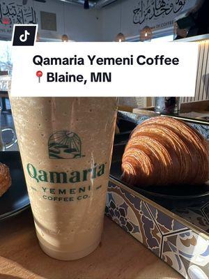 Replying to @Bored mom Now’s the time to check out the new @qamariacoffeeMN location in Blaine —a chic café with highlights such as the kettle of Mufawaar, the chai frappe, the Ispahan croissant, the Turkish milk cake, and more.  Friendly service, top-notch pastries, with croissants from @MarcHeuParis and comforting vibes make this coffee shop a must-visit for Twin Cities coffee lovers!  Big thank you to the team at Qamaria Coffee in Blaine for the invite and all the great food and beverages I got to try!  [Collaboration Note: The food and beverages shown in the video were free as part of a gifted collaboration with Qamaria. My opinions are my own] #QamariaCoffee #twincitiesrecommendations #creatorsearchinsights #TwinCitiesFoodie #coffee #coffeetiktok #foodies #marcheuparis #pastries #yemenicoffee 