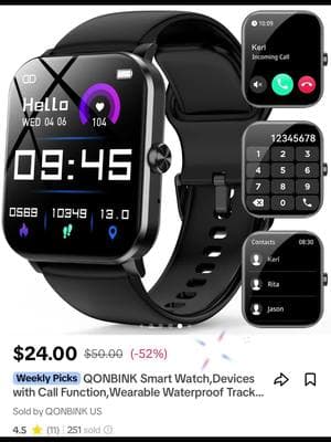 #QONBINK Smart Watch, Devices with Call Function, Wearable Waterproof Track...#holidaysales#NewYearNewAura#NewYearNewAura#tiktokshopfindsthehaul#titokshopisback