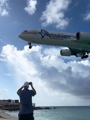 AmeriJet Boeing 767F Arriving Princess Juliana International Airport St. Maarten TNCM SXM #mahobeach #maho #planespotting #stmaarten #aviation #flying #aviationgeek #airport #airline #princessjulianaairport #landing #tncm #sxm #boeing #boeing767 #amerijet #airfreight #cargoaircraft 