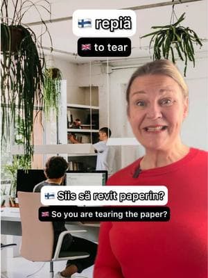 Repiä (🇬🇧 to tear) in Finnish 😄🫶🏼 #learnfinnish #learnlanguagesonline #suomenkieli #finnish #opisuomea #finnishteacher #finnishlesson #learnlanguages #finland #finnishlanguage #suomi 