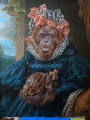 I’ve been hard at work with my new solo show at Le Mieux Gallery opening March 5th, 2025 called “Ladies of Leisure.” This show will feature all female animals with their cherished companions in serene decadence. This is my largest piece for the show, Lady Orangutan. She invites you to take a deep breath and enjoy a quiet moment while cuddling a friend. #lemieuxgallery #ladiesofleisure #orangutan #artprocessvideo #animalportrait #timelapsepainting #lowbrowpopsurrealists #imaginativerealism #justbreathe 