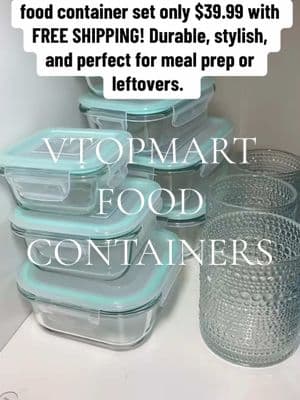 My favorite glass food storage containers! Durable, stylish, and perfect for meal prep or leftovers. I got the green set, but they come in two other beautiful colors. Upgrade your kitchen today you’ll love these! #vtopmart #vtopmartstorage #vtopmartstoragecontainers 