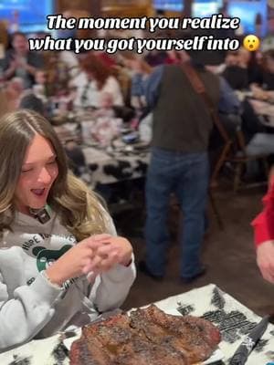 The moment you realize what you got yourself into when attempting the 72oz steak challenge at the Big Texan in Amarillo Texas! 🤠🥩🤯 #bigtexan #amarillo #texas #thingstodoinamarillo #72ozsteak #amarillorestaurant #eatingcompetition #steakchallenge #route66 #uniquerestaurant #uniqueexperiences @Explore Amarillo 