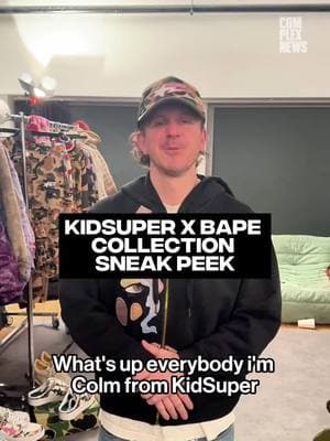 Exclusive look at the new KidSuper x Bape collab 🔥 We caught up with KidSuper founder Colm Dillane to check out the Bape STA and BAPE face Camo, inspired by Lil Wayne’s iconic fit.  #KidSuper #Bape #BapeSTA #Streetwear #FashionDrop #LilWayne