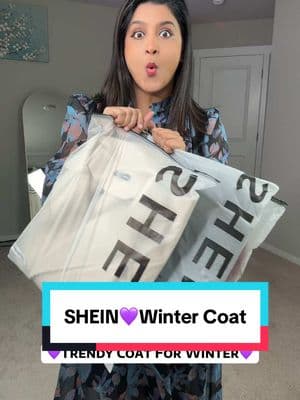 SHEIN💜Trendy Double Breated Coat for Winter | Very Stylish & Cozy | Search Code：ZAPU7👈#coat #jacket #winterfashion #outfitideas #OOTD #trending #SHEINforAll #women #saveinstyle #loveshein #ad #emeryrose @SHEINUS @SHEIN 