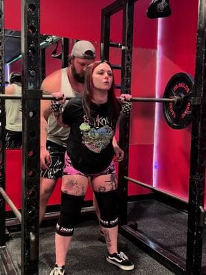 Why do I yell like this 🤣🤣 anyway, 230lbs squat! Slowly inching up and I’ve already beat my 2025 goal of squatting 225, what’s next? #powercouple #strongwomen #powerlifting #powerliftingtok #GymTok #girlswholift #elderemo 