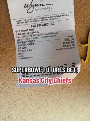 One game away from Cashing Super Bowl Futures Bet on Kansas City Chiefs (4-1). Lost my other 2 futures on #Bucs (45-1) & #Commanders (80-1). #superbowlbet #SuperBowl 