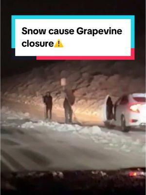 Hazardous conditions shut down the Grapevine in both directions Monday after a winter storm brought heavy snow to the area. #grapevine #snow #ca #traffic 