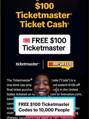 🚨 idk who needs to hear this but @McDonald’s & @Ticketmaster are giving away $100 codes to 10,000 people on 01/27 @ 1pm ET 👀 check bio 🔗 #ticketmaster #mcdonalds #mcvalue #yourthriftybff #livenation #concerts #deals #freebies #savingtips #0127 #january27 