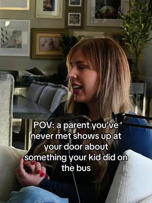 On one hand having a face to face conversation is good. But a surprise showing up to someone’s door? What do you think? #parentingpodcast #awkwardmoment #schoolbus #confrontational 