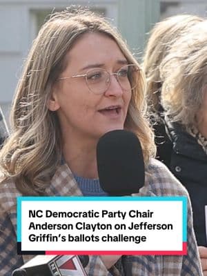 North Carolina Democratic Party Chair Anderson Clayton speaks during a press conference near the Justice Building in Raleigh, N.C., Monday, Jan. 27, 2025. The press conference was about N.C. Supreme Court candidate Jefferson Griffin’s challenge of the ballots of more than 60,000 North Carolina voters. Read more at the link in our bio. 🎥: Ethan Hyman #ncdemocrats #ncgop #ncpolitics #ncpol #allisonriggs #jeffersongriffin #ncsupremecourt #2024election #nccourt #northcarolina 