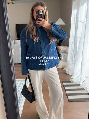 love this denim jacket sm  #32weeks #32weekspregnant #pregnancyoutfit #pregnancyoutfitideas #bumpfriendly #bumpfriendlyfashion #bumpfriendlyoutfits 