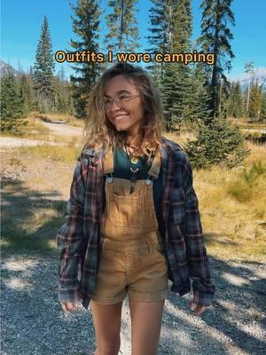 It’s a fun challenge to put together outfits that are both cute and realistic for all of the outdoor activities we do🌲🧡🏔️ #campingoutfit #granolagirl #roadtrippin #campinglife #vintagecamper 