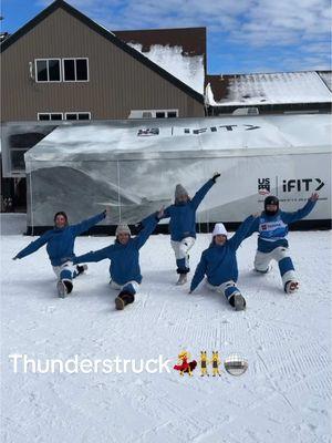 In case you were wondering how the number one moguls team in the world warms up 💃 #thunderstruck #dallascowboyscheerleaders #dcc #moguls @Kasey Hogg @kai @oliviagiaccio @FIS Freestyle Moguls & Aerials @NBC Olympics & Paralympics @Dallas Cowboys Cheerleaders 