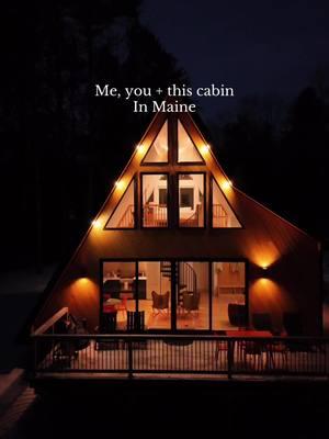 This view, this vibe—pure magic. ✨  A cozy A-frame getaway in Freeport, Maine, where the nights glow as beautifully as the memories we create. Who’s ready to escape to this dreamy spot?  📍 Freeport Maine Frame (ig) #romanticgetaway #cozycabin #maine #exploremaine #travelcontentcreator #aframecabin #couplesgetaway #fyp 