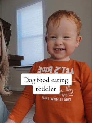 The smirk like of course hard dog food tastes good #toddlersoftiktok #realisticmotherhood #motherhoodunfiltered #boymom 