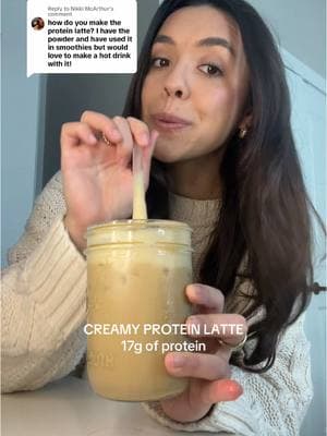 Replying to @Nikki McArthur my favorite at-home protein latte recipe! ☕️ #proteincoffee #proteinlatte #proteinrecipes #highproteinrecipes 