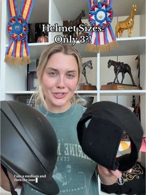 Did you know there are only 3 helmet sizes?! #equestrian #riding #helmet #samshield #charlesowen #equine #horseriding #equitation #hunterjumper #showjumping #horses #aqha #usef #fypシ #equestriansoftiktok #equestrianvibes #equestriansport 