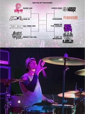 BATTLE OF THE BANDS: VOTE YOUR FAVORITE BLINK-182 - FIRST DATE SUM 41 - LANDMINES ALL TIME LOW - Dear Maria (Count Me In) | @All Time Low VERSION PIERCE THE VEIL - King for a Day ft. #KellinQuinn LINKIN PARK - LOST | @Linkin Park  PARAMORE - MISERY BUSINESS | @paramoreofficial BRING ME THE HORIZON - AmEN! A DAY TO REMEMBER - 2nd Sucks THANK YOU TO ALL THE PEOPLE WHO PARTICIPATED AND COMENTED SUPPORTING THE VIDEO AND THEIR FAVORITE BANDS!  #blink182 #travisbarker #tomdelonge #markhoppus #poppunkversion #paramore #chester #chesterbennington #hayleywilliams #drumcover #anime #poppunk #bands #emo #emomusic #2000s #drummer #drums #drummersoftiktok #vanswarpedtour #warpedtour #caraphernalia #badomens #dearmaria #alltimelow #simpleplan #sum41 #mychemicalromance #theoffspring #adtr #adaytoremember #linkinpark #banda #bandas #piercetheveil #bmth #olisykes #bringmethehorizon #dariouchiha #uchihadario #skatemusic